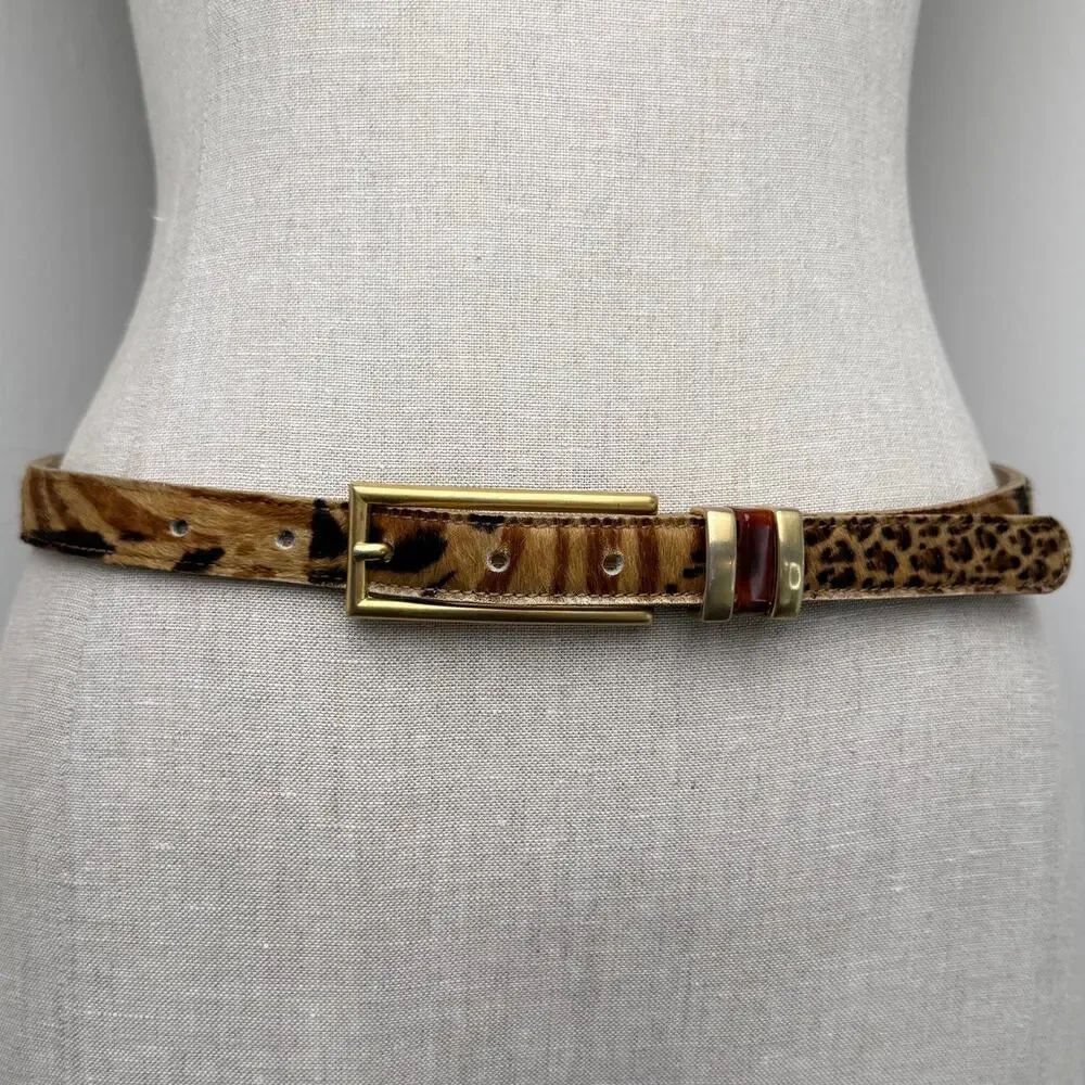 Vintage Streets Ahead Calf Hair Leopard Belt Brown Gold Buckle Women's Medium